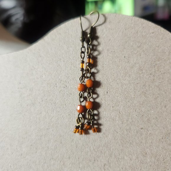 2" Bronze Hook Ethnic Dangle Earrings Artisan Design NWT Tony Alexander Jewelry - Picture 1 of 3